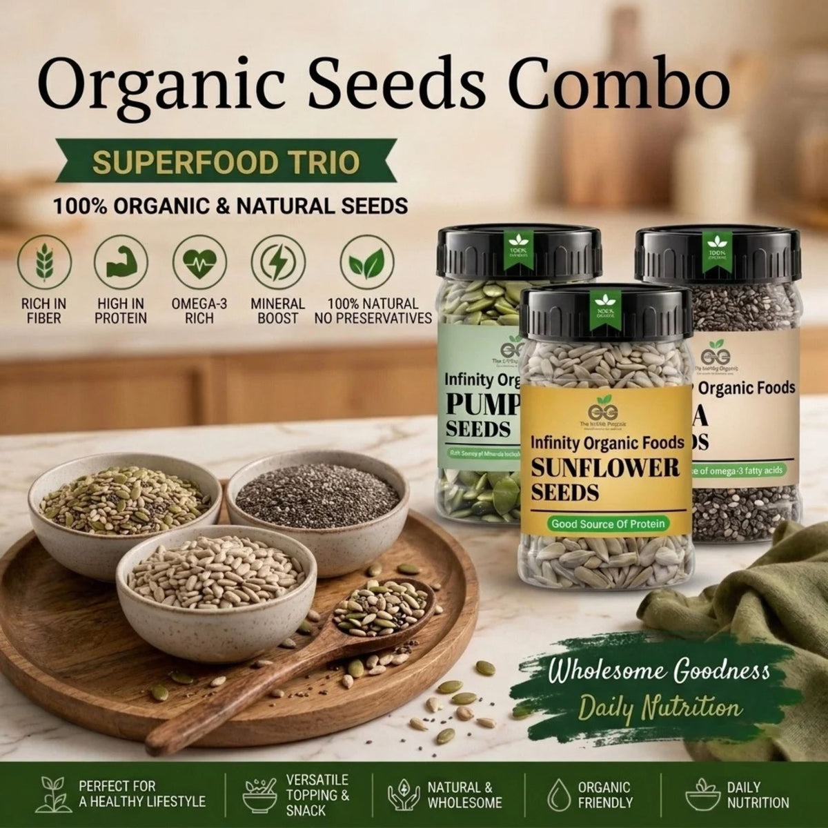 Pumpkin Chia & Sunflower Seeds -Excellent Source Of Nutrients
