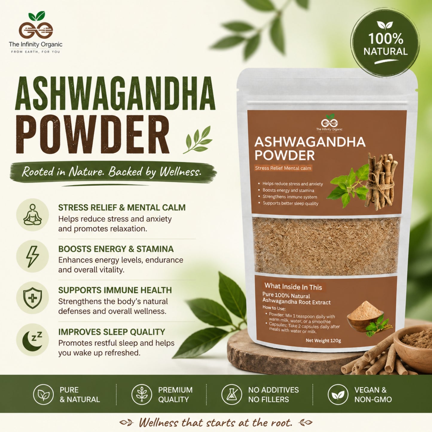 Ashwagandha Powder Best For Stress Relief & Better Saleep