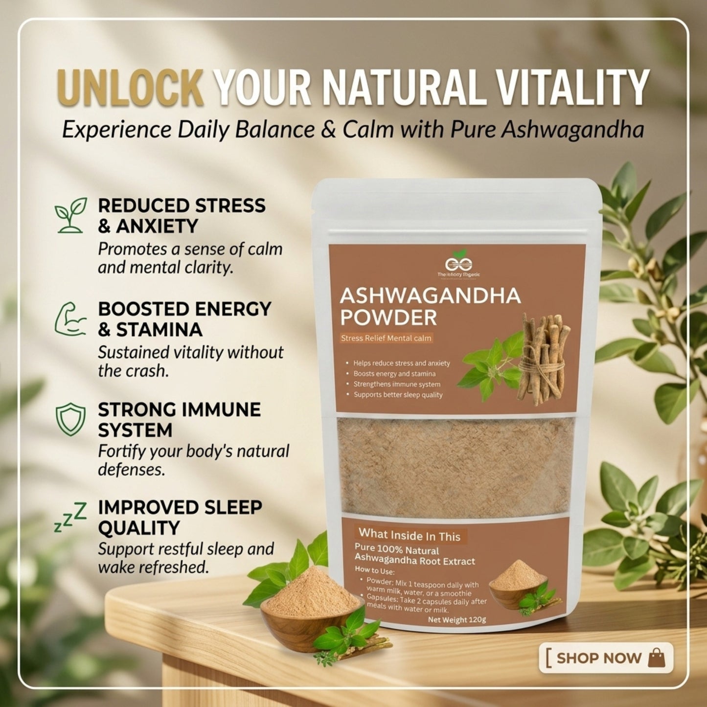 Ashwagandha Powder Best For Stress Relief & Better Saleep