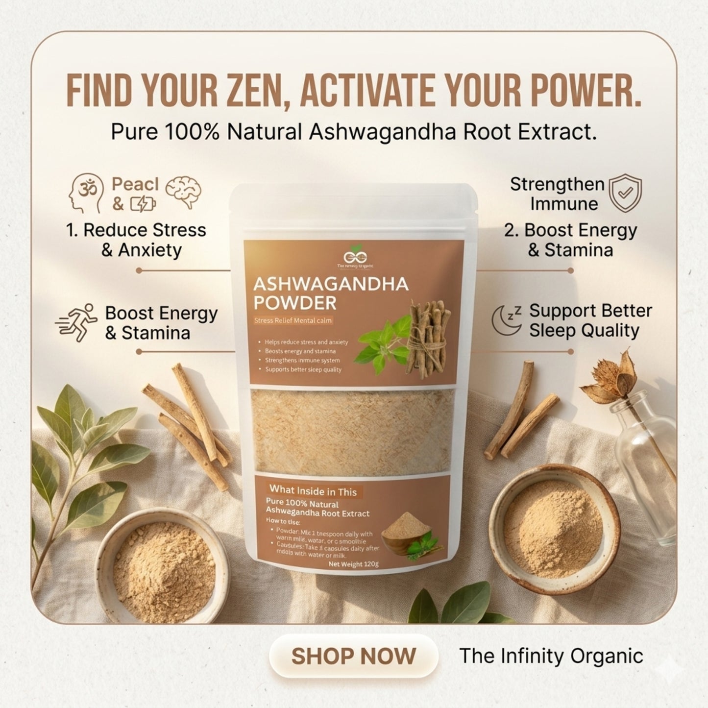 Ashwagandha Powder Best For Stress Relief & Better Saleep