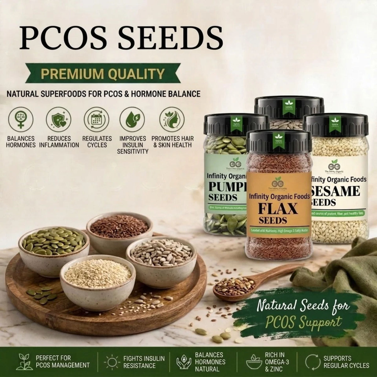 PCOS Seed Cycling 4 Seeds Package