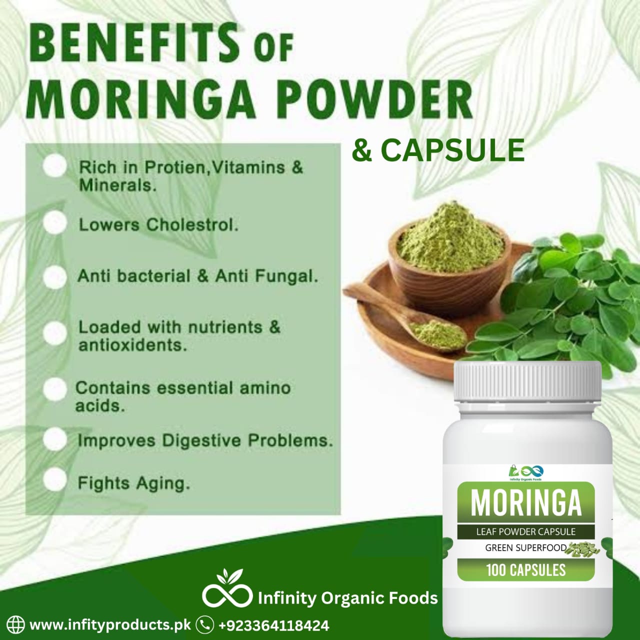 Moringa Powder 250Grams | Buy 1 Get 1 Free 100 CAPS | 100% Pure | Limited Time Offer