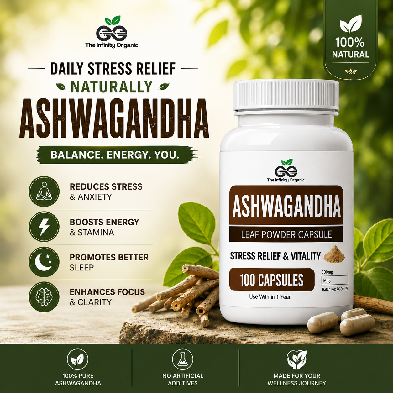 Ashwagandha+Moringa Capsules Bundle Pure Wellness Combo