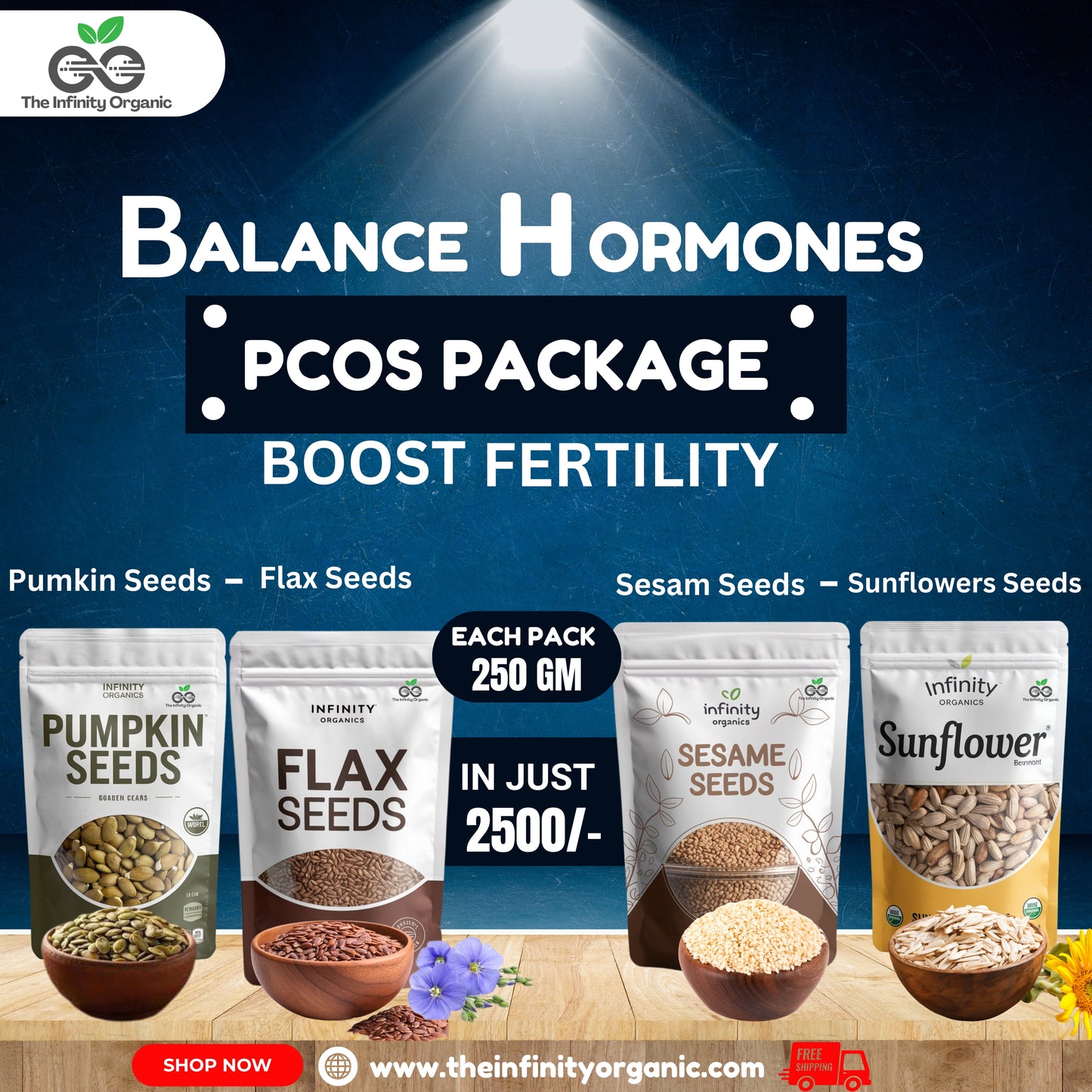 PCOS Seed Cycling 4 Seeds Package